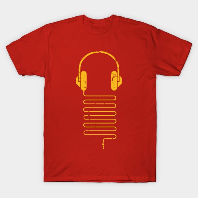 Gold Headphones T-Shirt by Sitchko